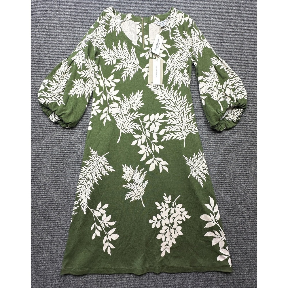 Tommy Bahama Dress‎ Womens XS Green Darcy Whisper Fronds 3/4 Sleeve Tropical